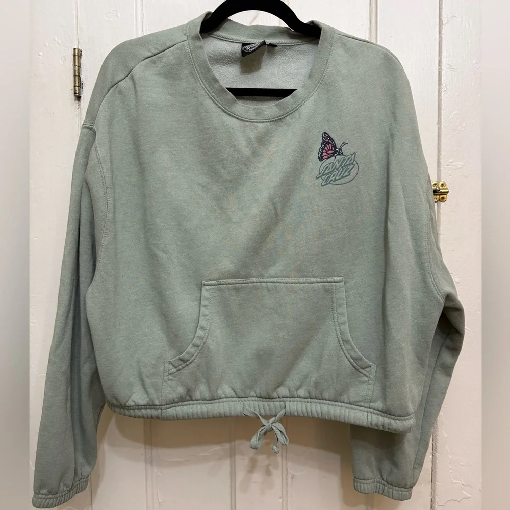 Green Santa Cruz Skateboards Mushroom Graphic Women's Cropped Sweater - Picture 13 of 13